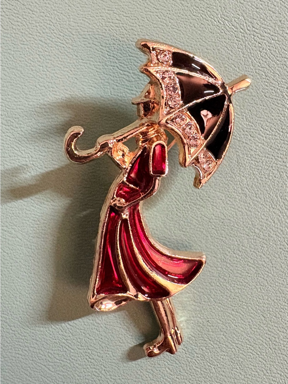 Chic Umbrella Brooch Alloy & Rhinestones